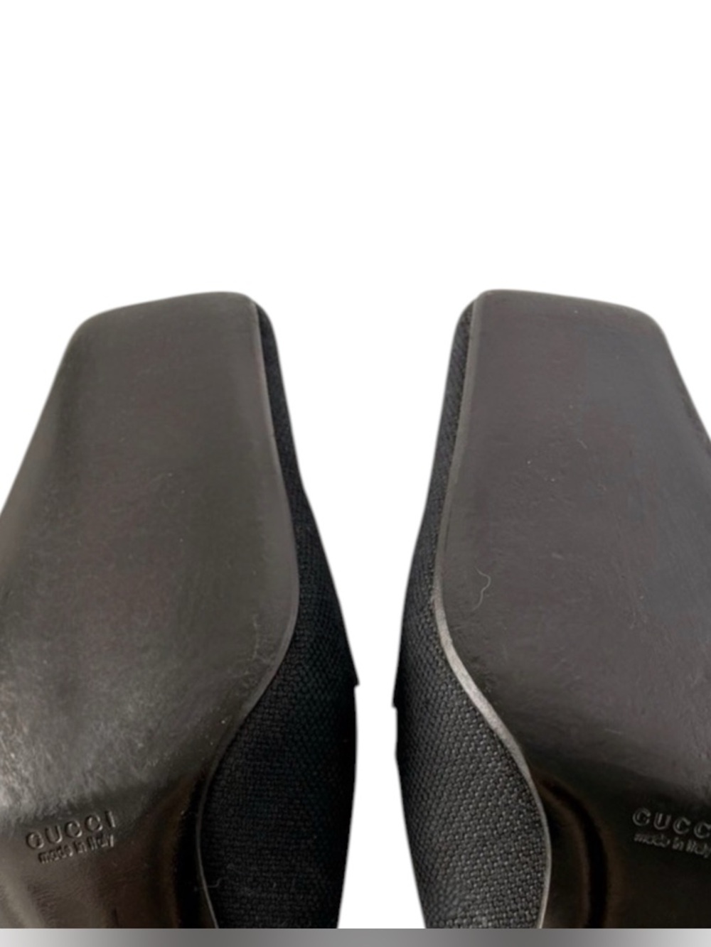 Auth Gucci Black square toe Loafer Mule kitten heel 7.5 vintage retro 90s y2k - Picture 7 of 12